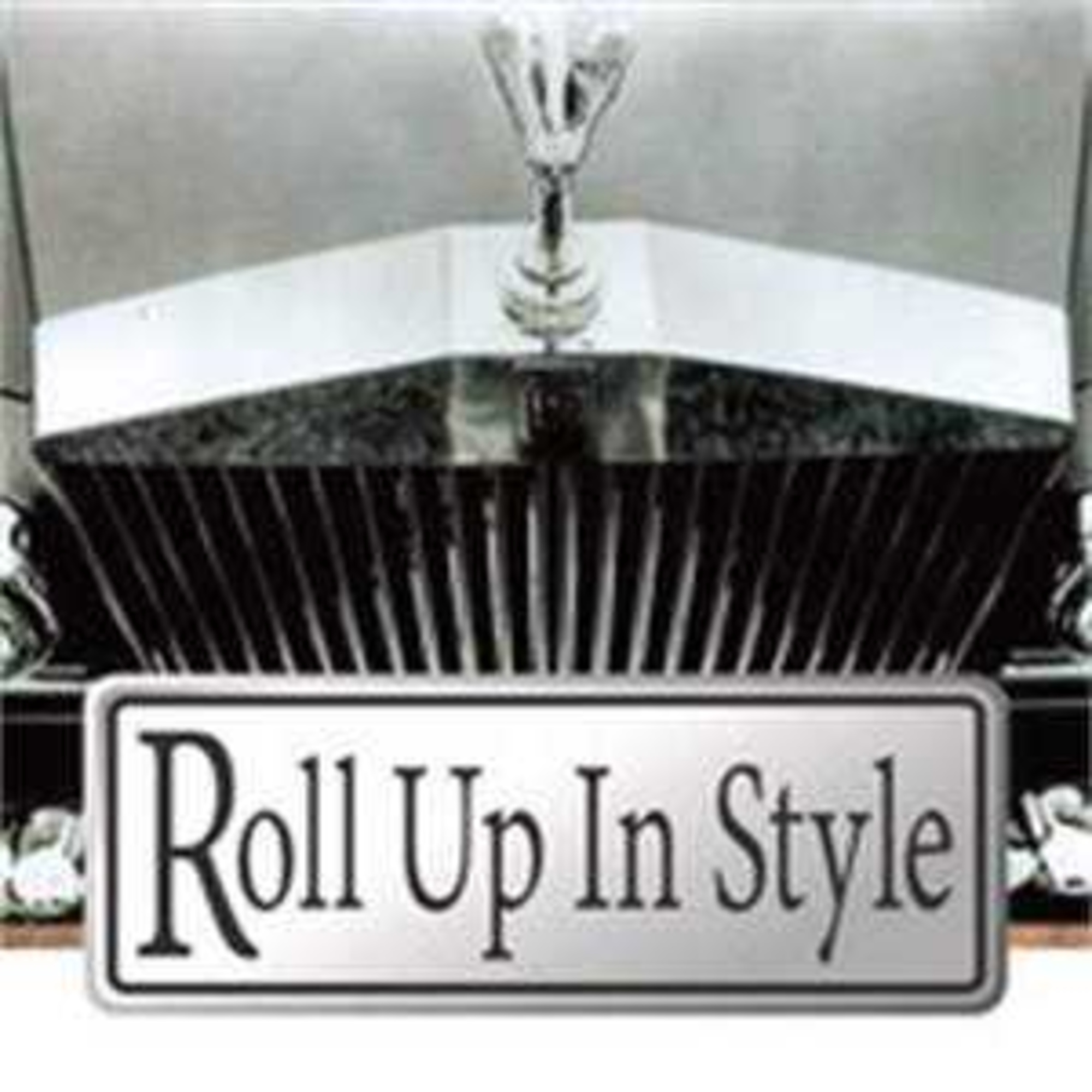 Logo for Roll Up In Style featuring a classic luxury car grille and elegant script text.