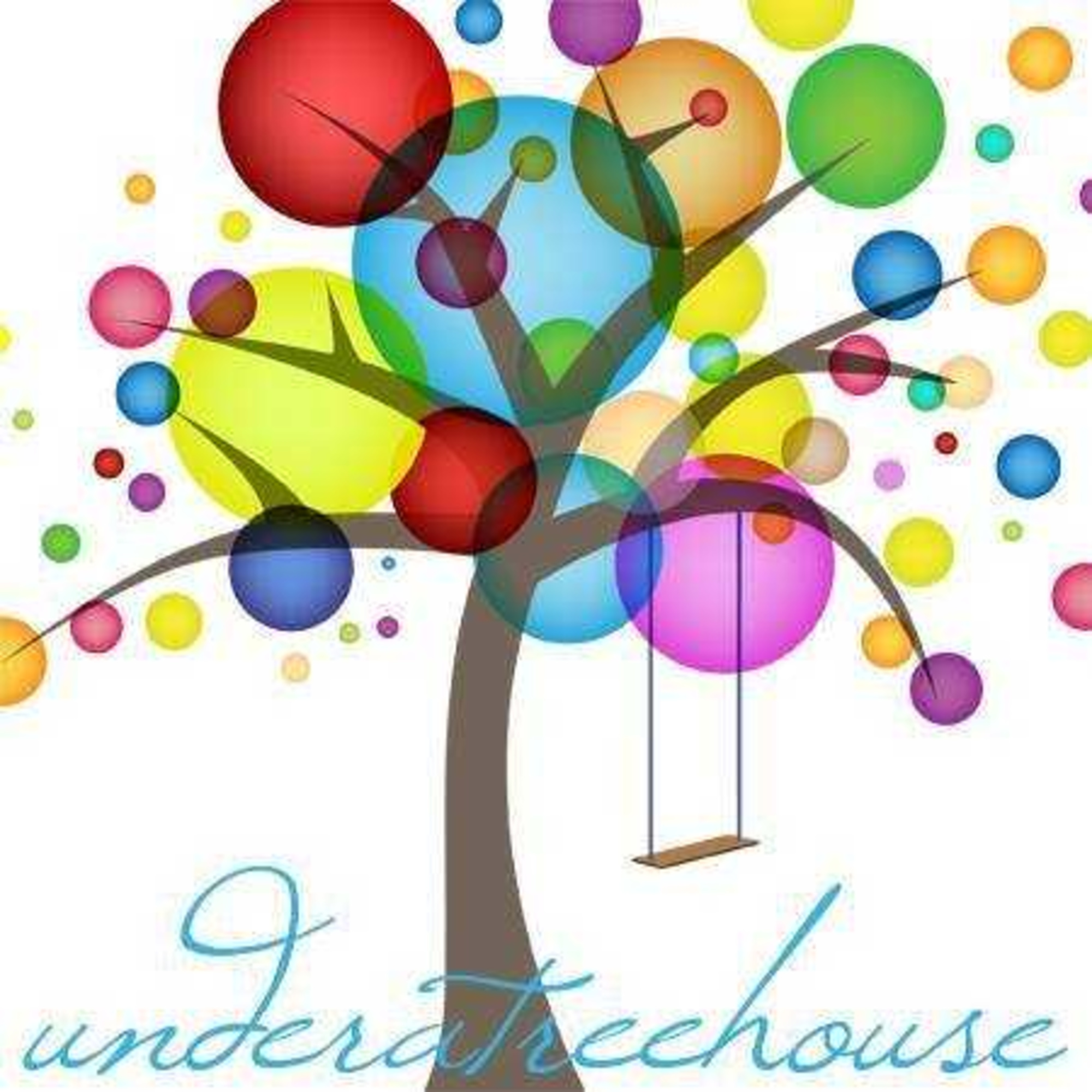 Colorful tree logo with circular leaves, swing, and the word undertreehouse in script below.