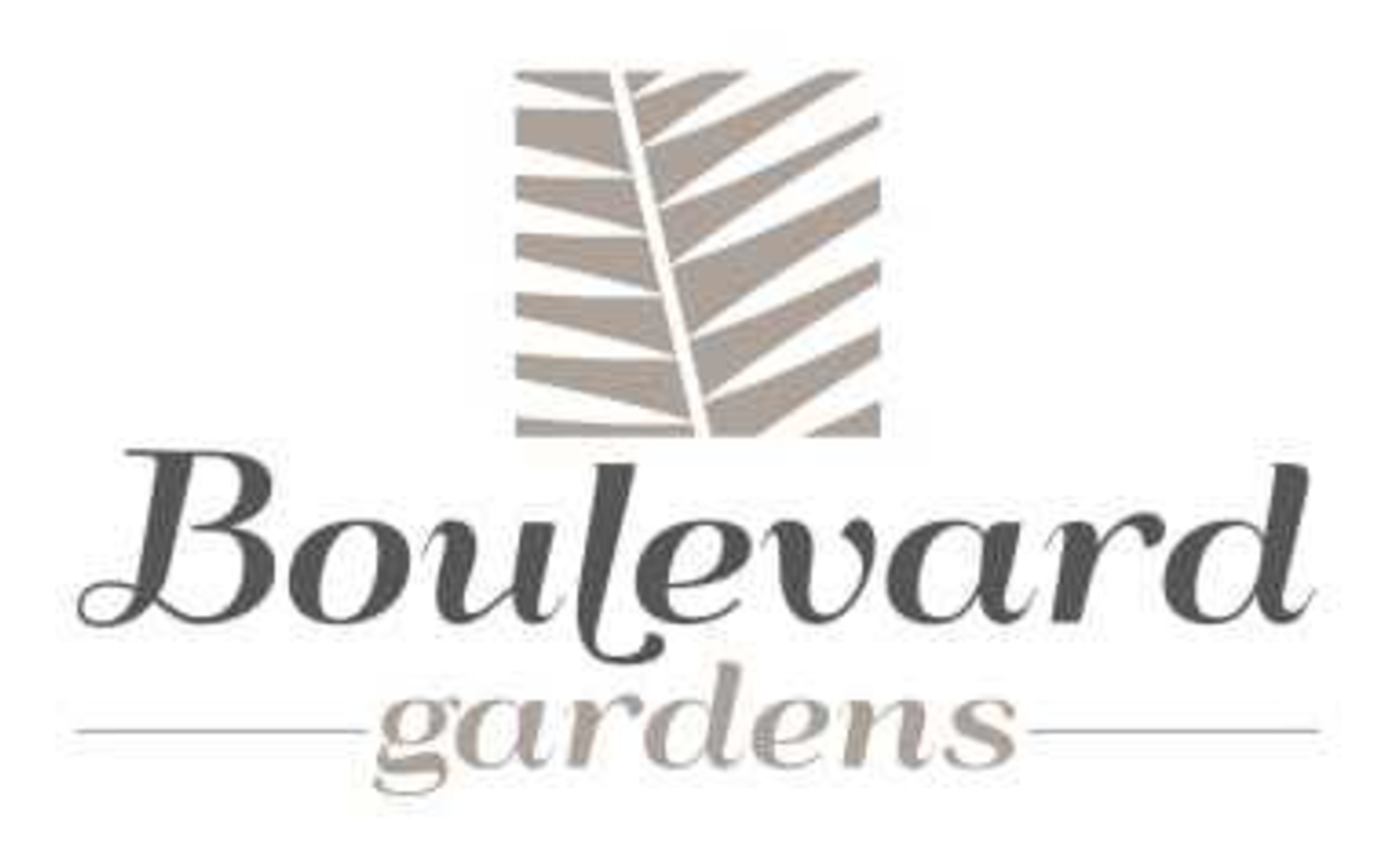 Logo for Boulevard Gardens wedding venue with stylized leaf graphic and elegant text