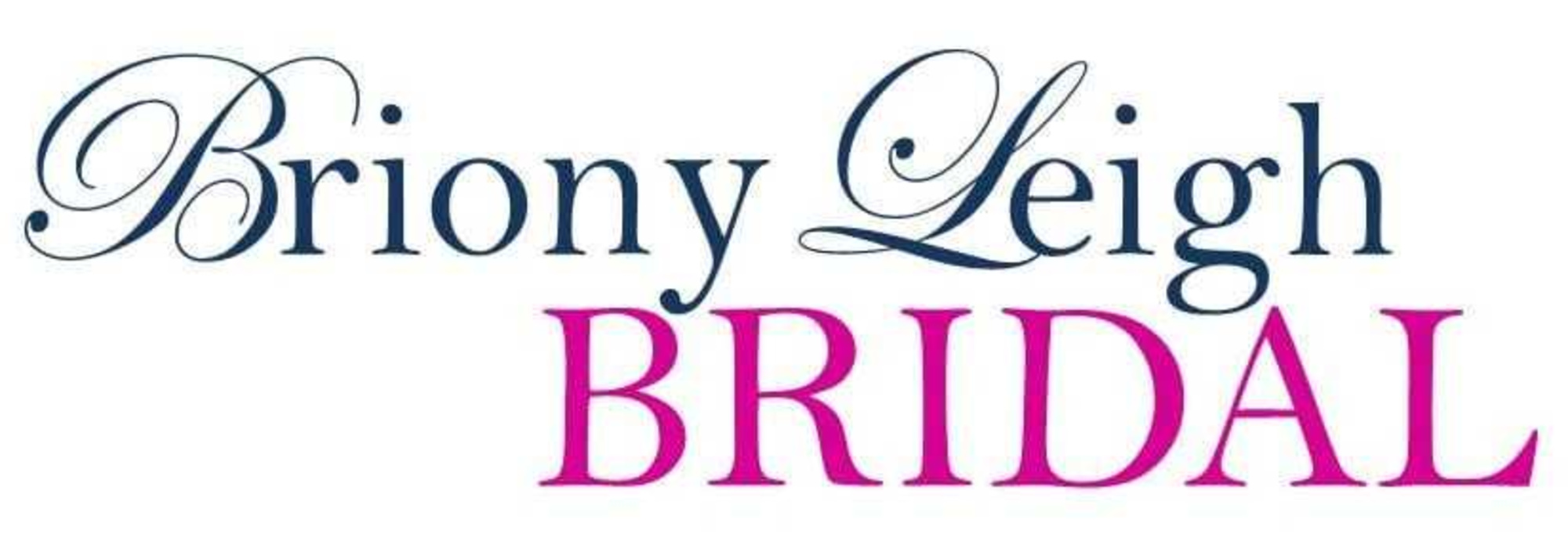 Briony Leigh Bridal logo with elegant navy and pink script text.