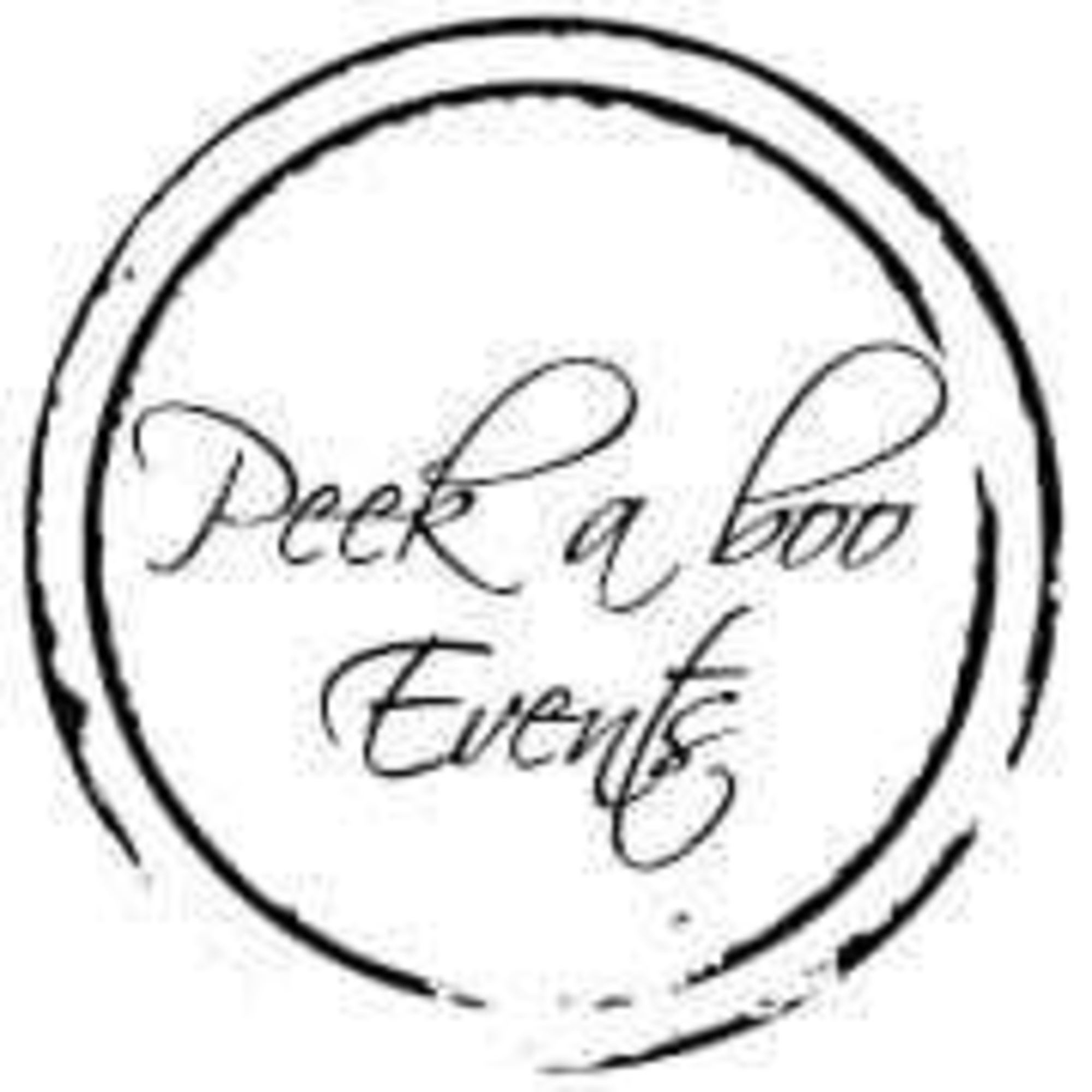 Peek a boo Events circular minimalist logo with elegant script text
