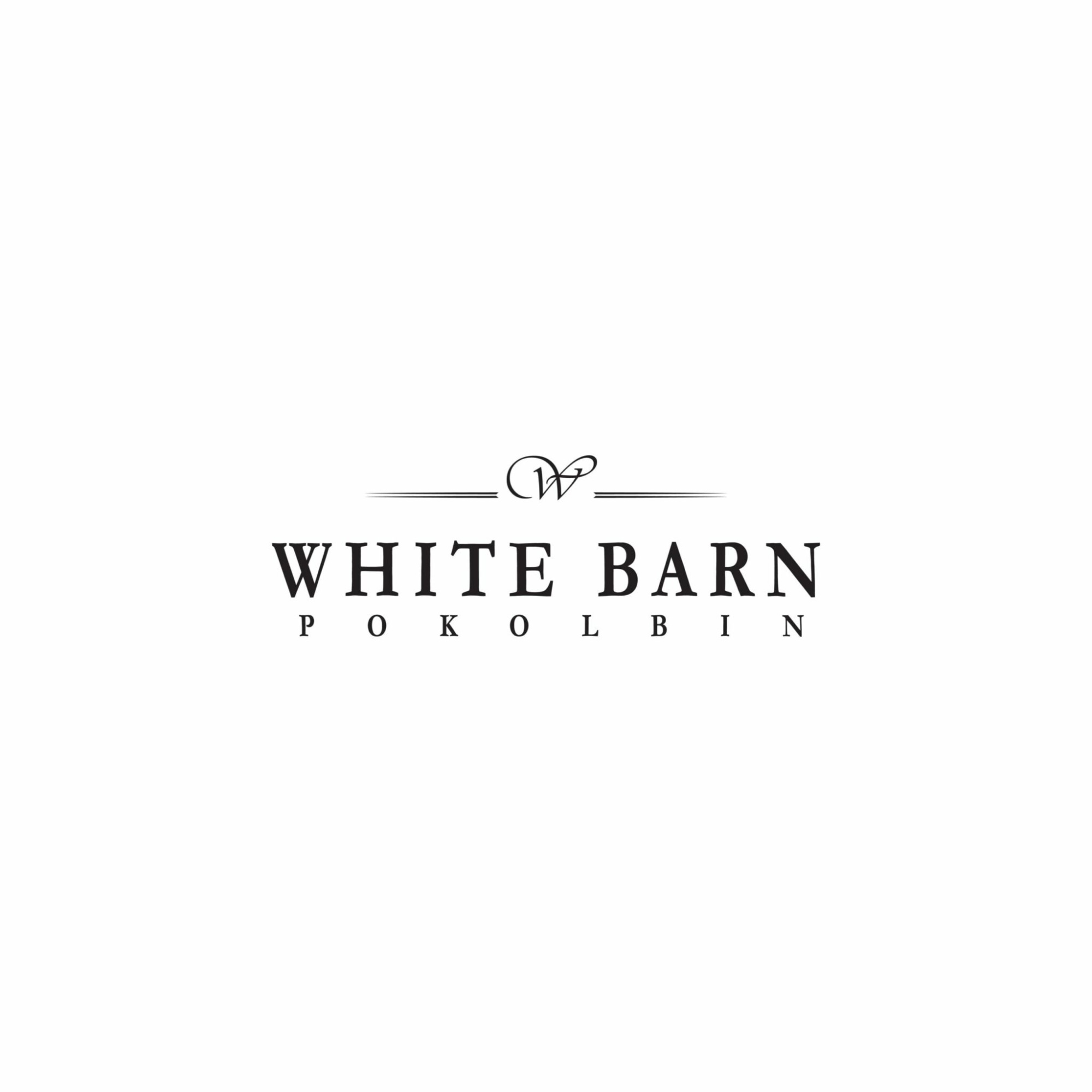 Minimal black and white logo for White Barn Pokolbin wedding venue with elegant W monogram.
