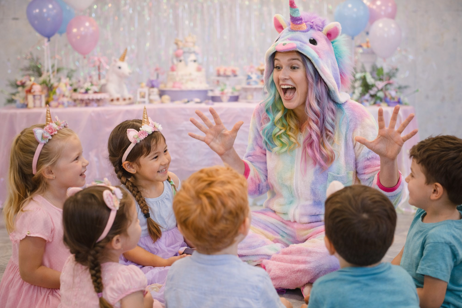 Unicorn and rainbow party decorations