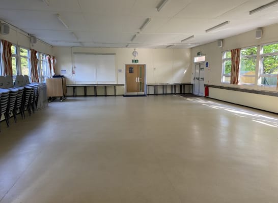 Community hall set up for a children's party