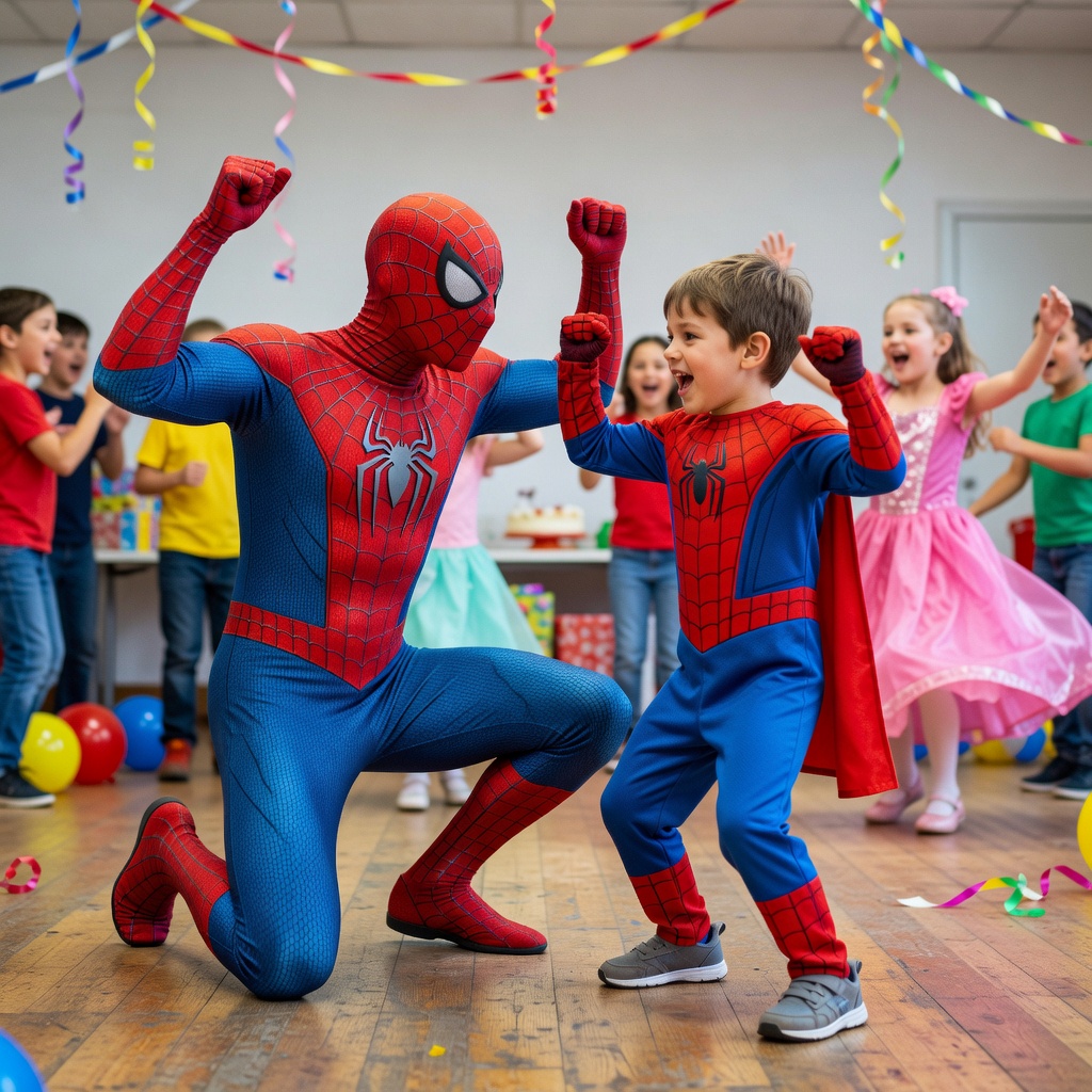 Superhero training academy party setup