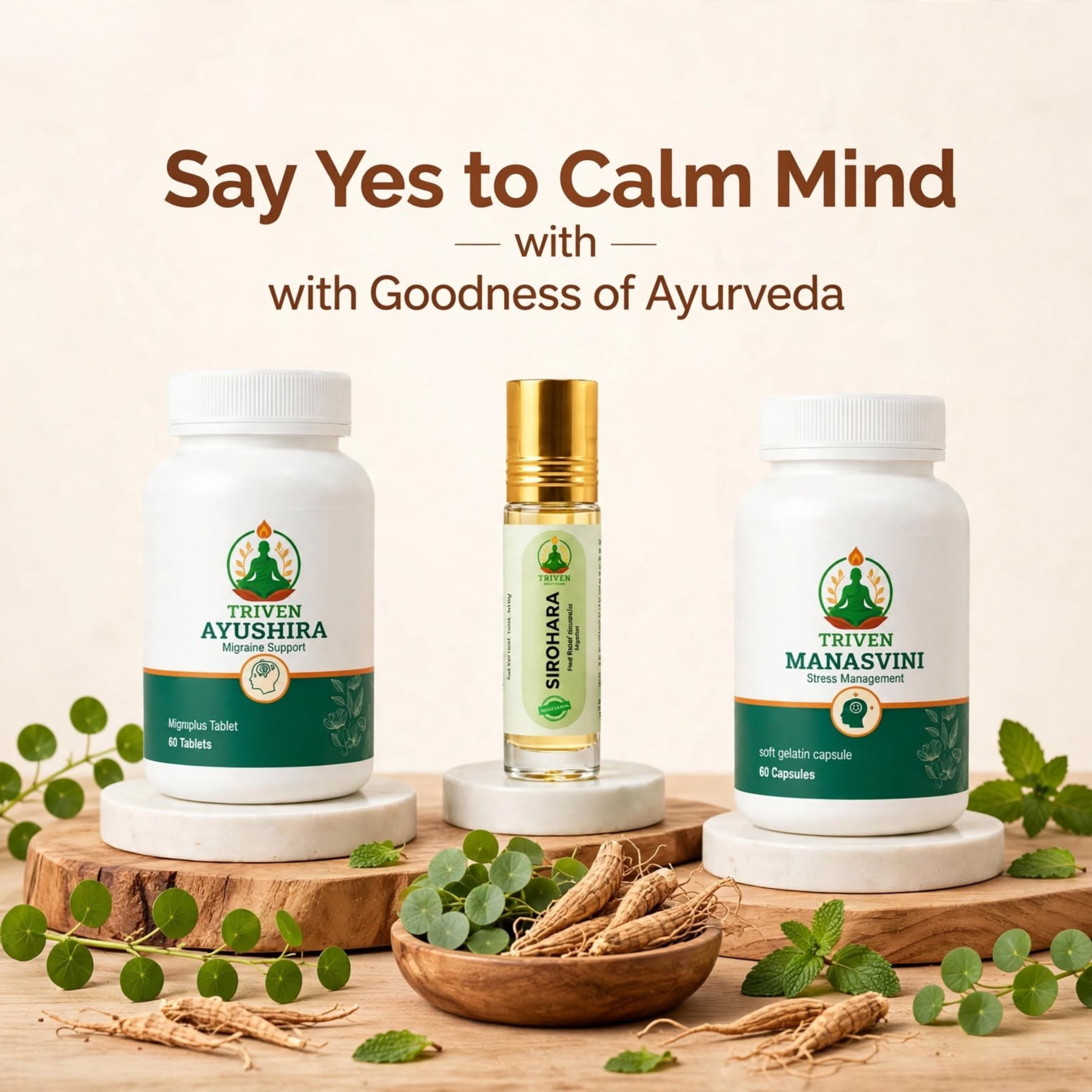 Head Wellness Support Combo – Ayushira + Manasvini + Sirohara