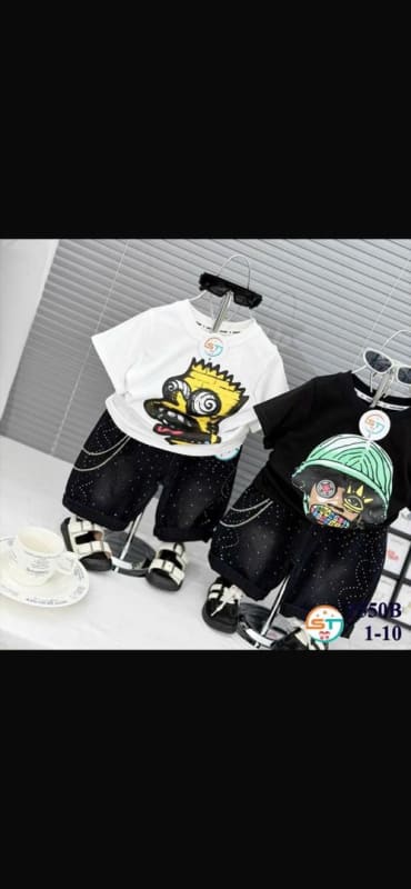 Comic Character Tee & Star Shorts Set
