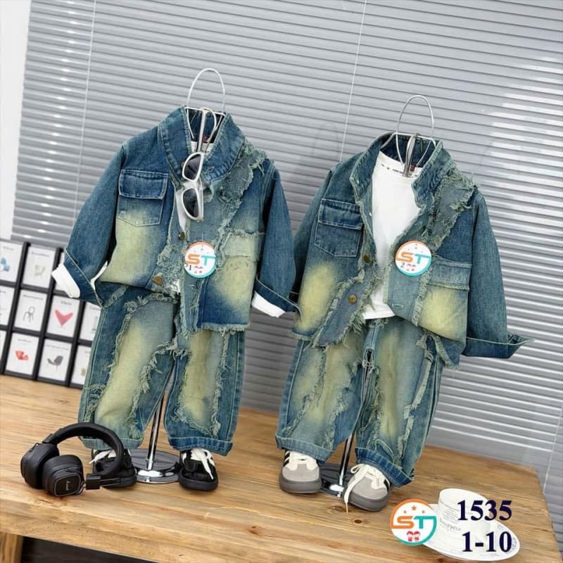 Frayed Edge Denim Jacket Set