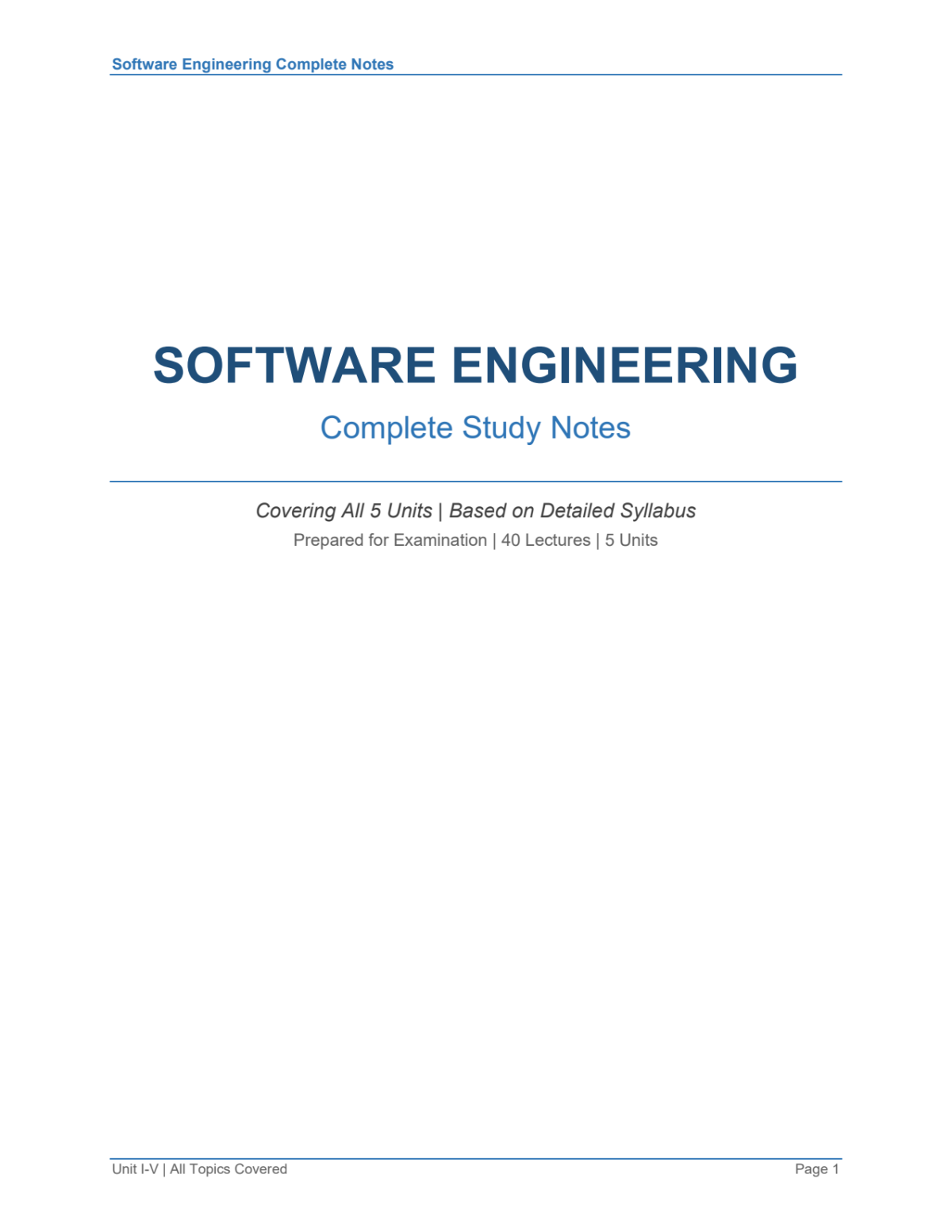 Page 1 of Software Engineering Notes