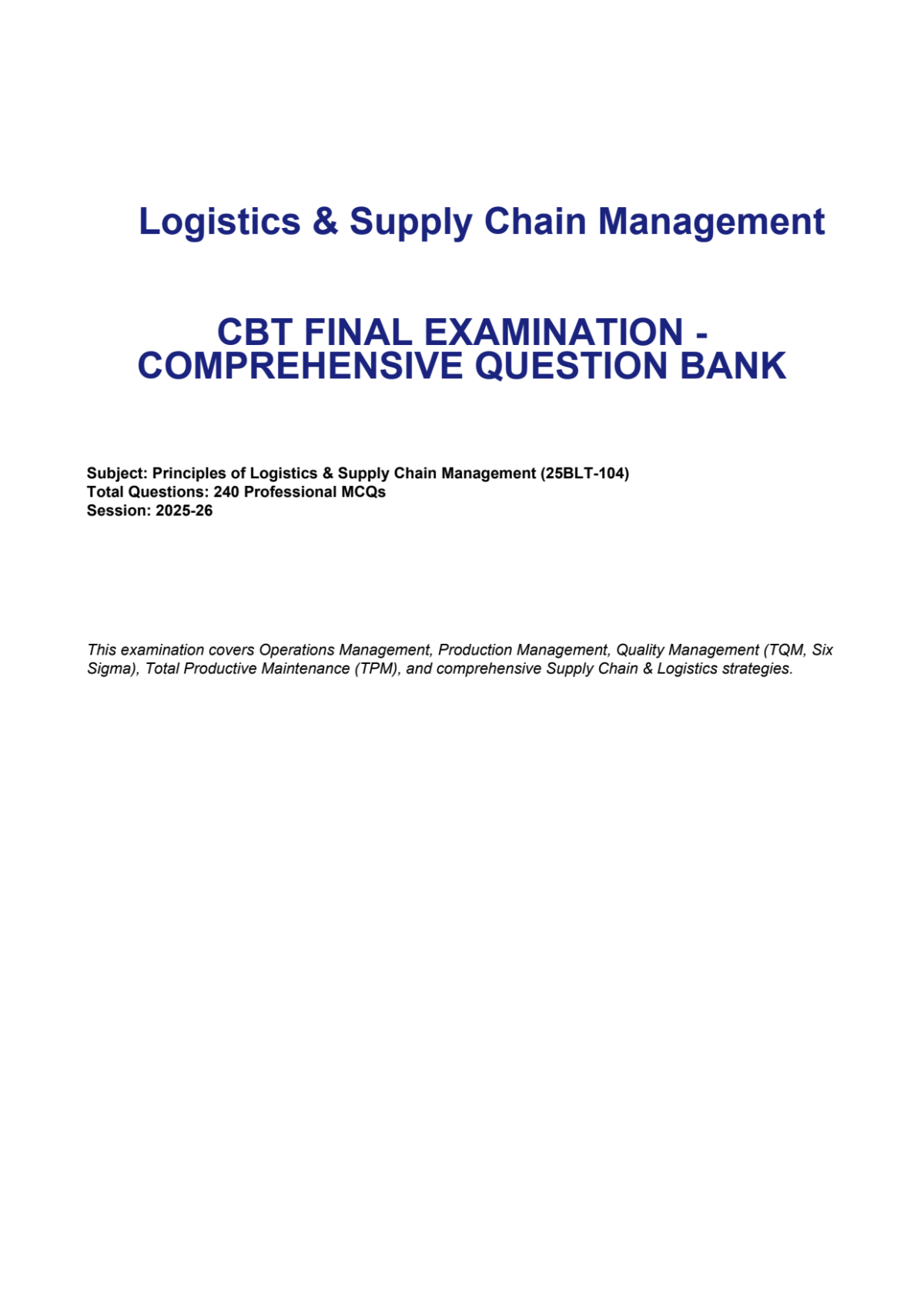 Page 1 of Logistic & Supply Chain CU