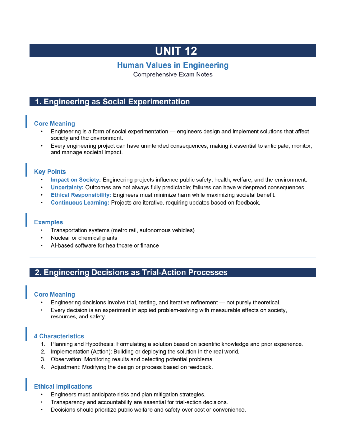 Page 1 of Unit 2 - Human Values