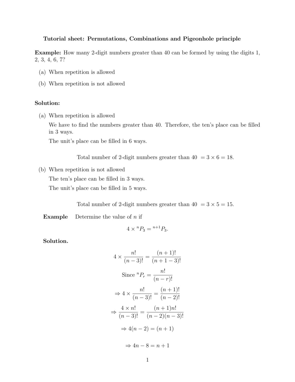 Page 1 of TUTORIAL SHEET SOLUTIONS UNIT -3