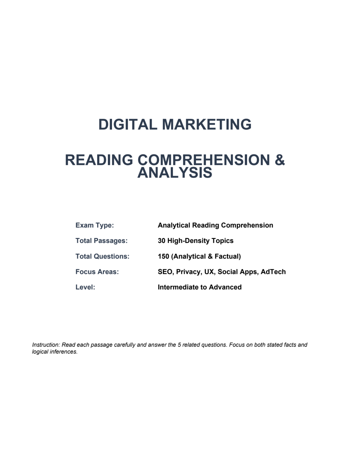 Page 1 of Digital marketing Passage (comprehension) CU
