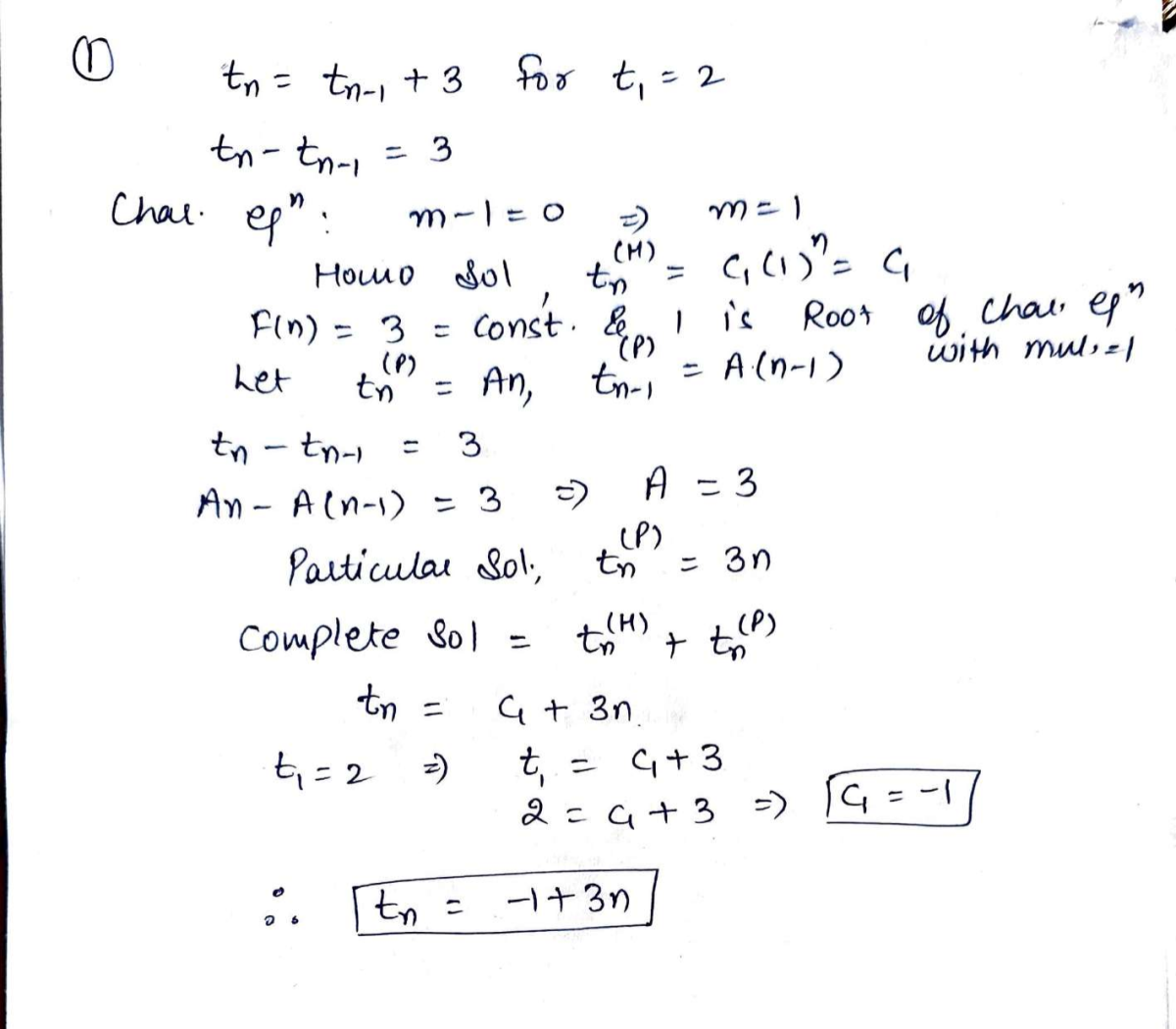 Page 1 of Solution of Tutorial sheets- Recurrence relation_compressed
