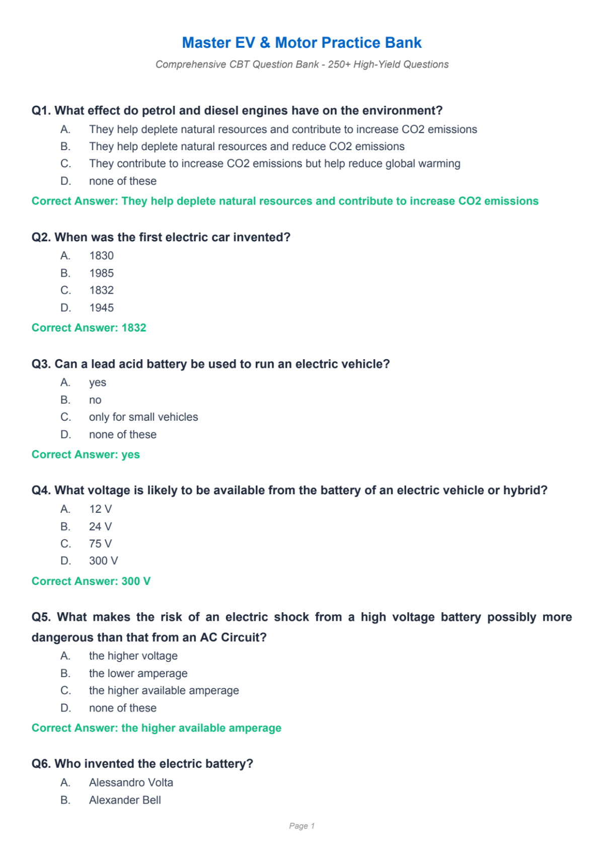 Page 1 of Electric Vehicle CBT | CU
