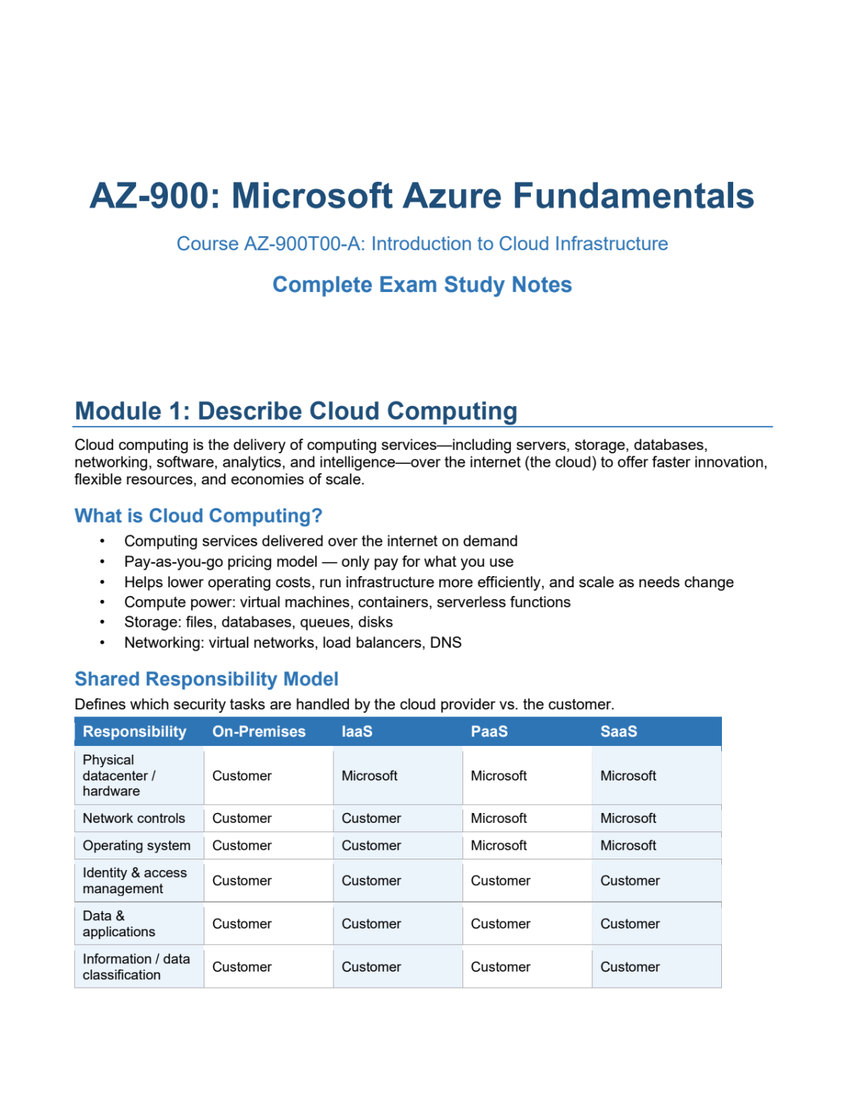 Page 1 of Short Note Cloud Infrastructure
