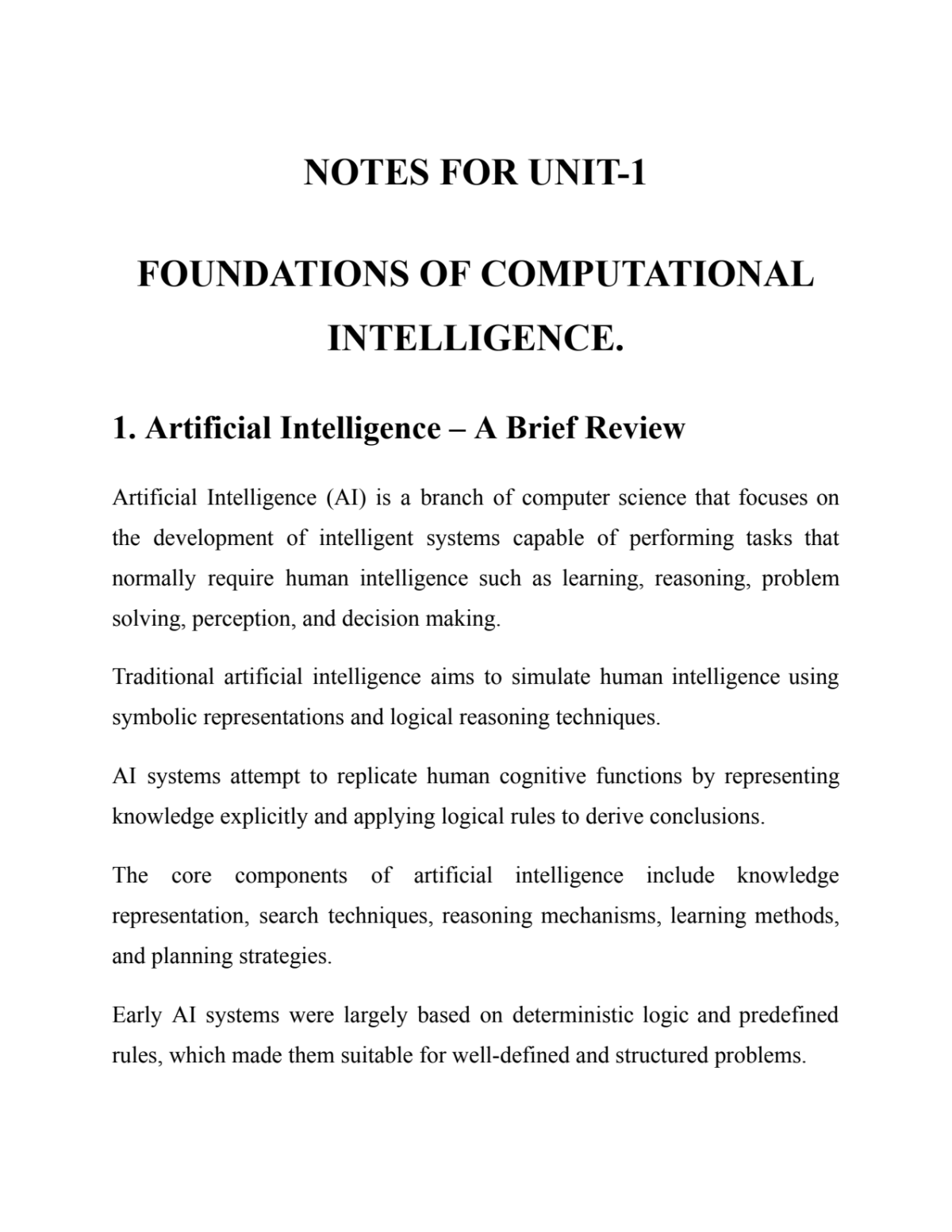 Page 1 of COMPUTATIONAL  INTELLIGENCE Notes by Ankita mam