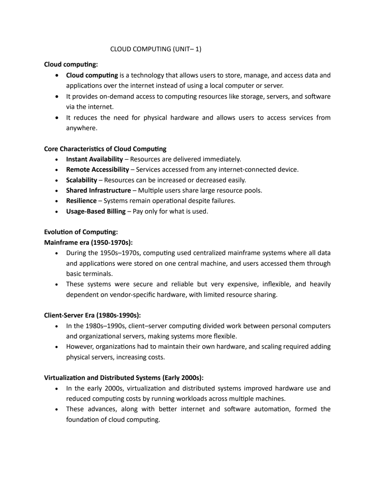 Page 1 of Cloud Computing Unit 1