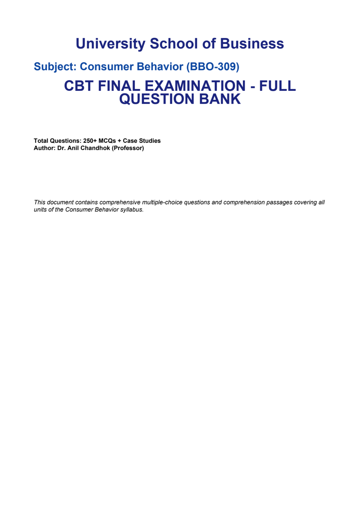 Page 1 of Consumer Behavior CU