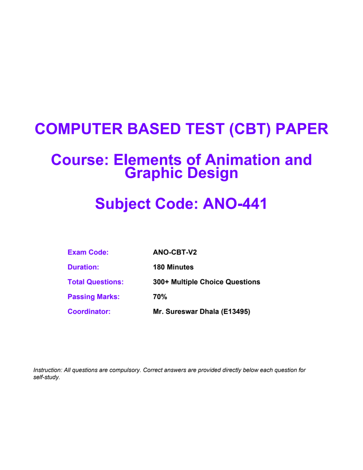 Page 1 of Animation & Graphics Design CU