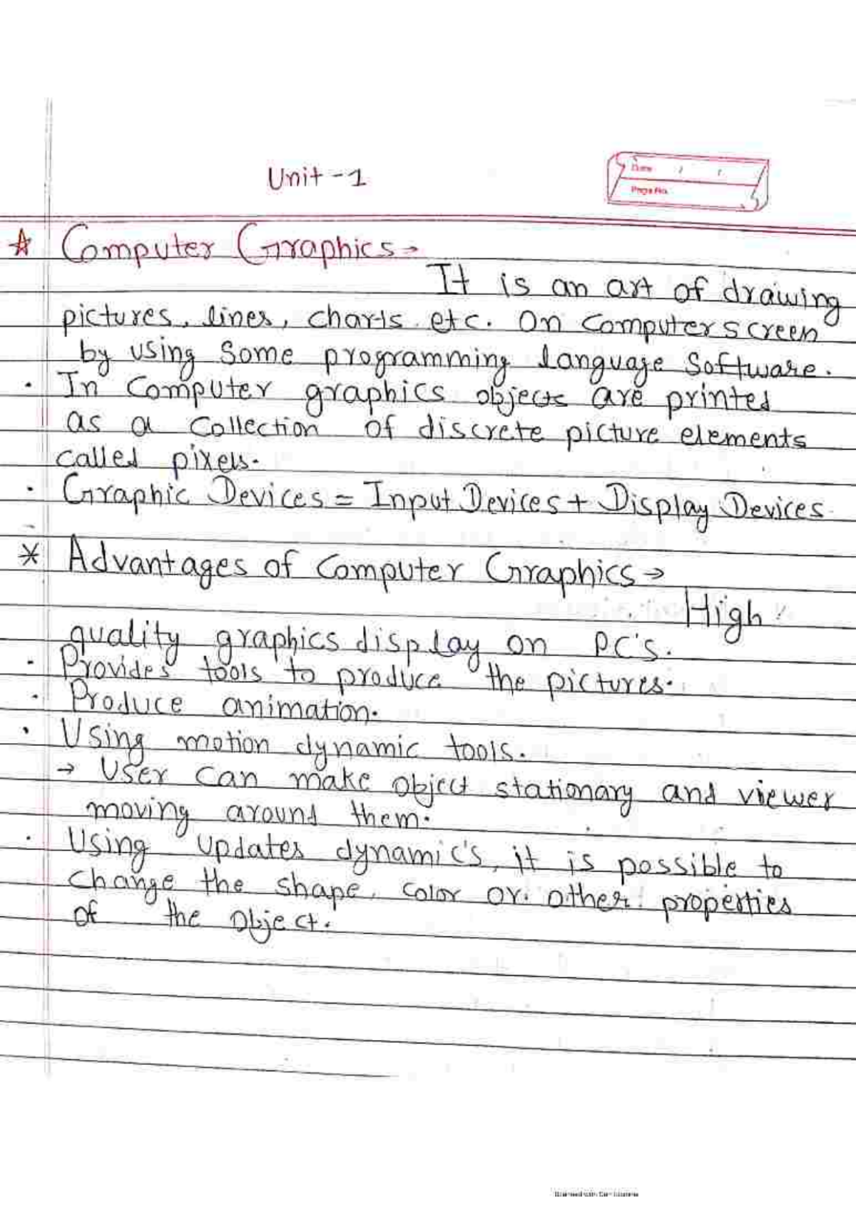 Page 1 of CG Handwritten notes