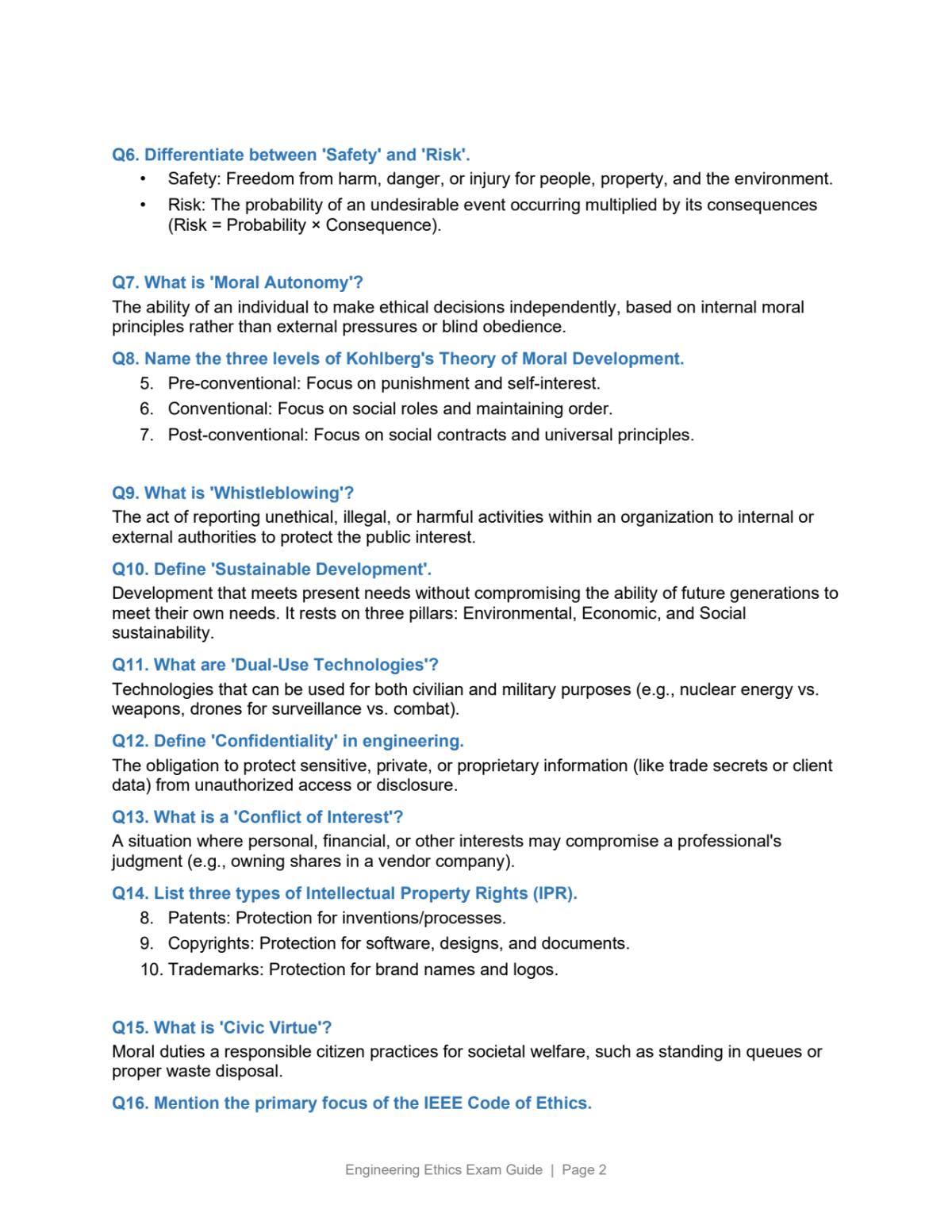 Page 2 of Important Human Values