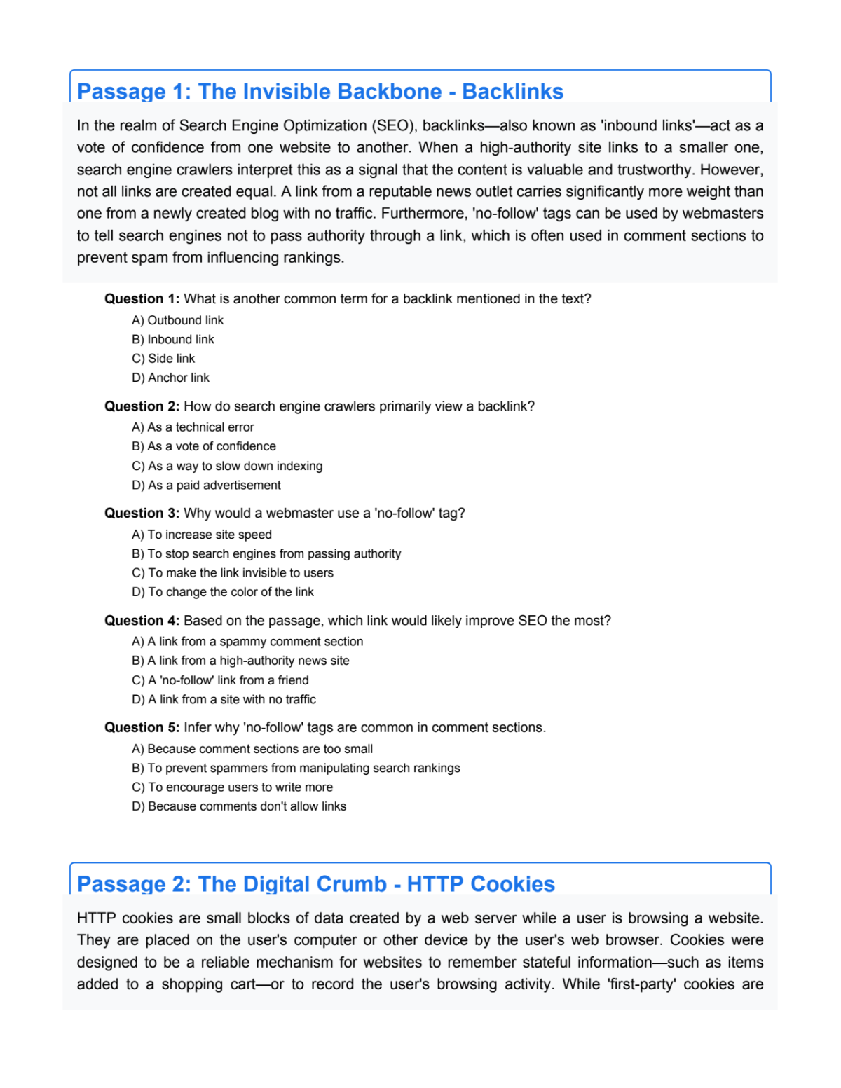 Page 2 of Digital marketing Passage (comprehension) CU