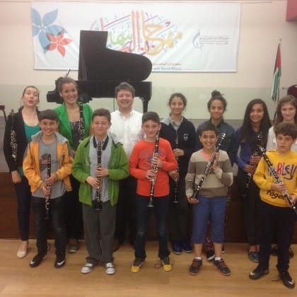 En Ramallah, con alumnos de la fundación Palmusic