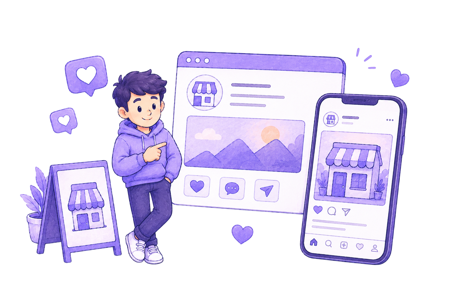 A small business with a website and social presence