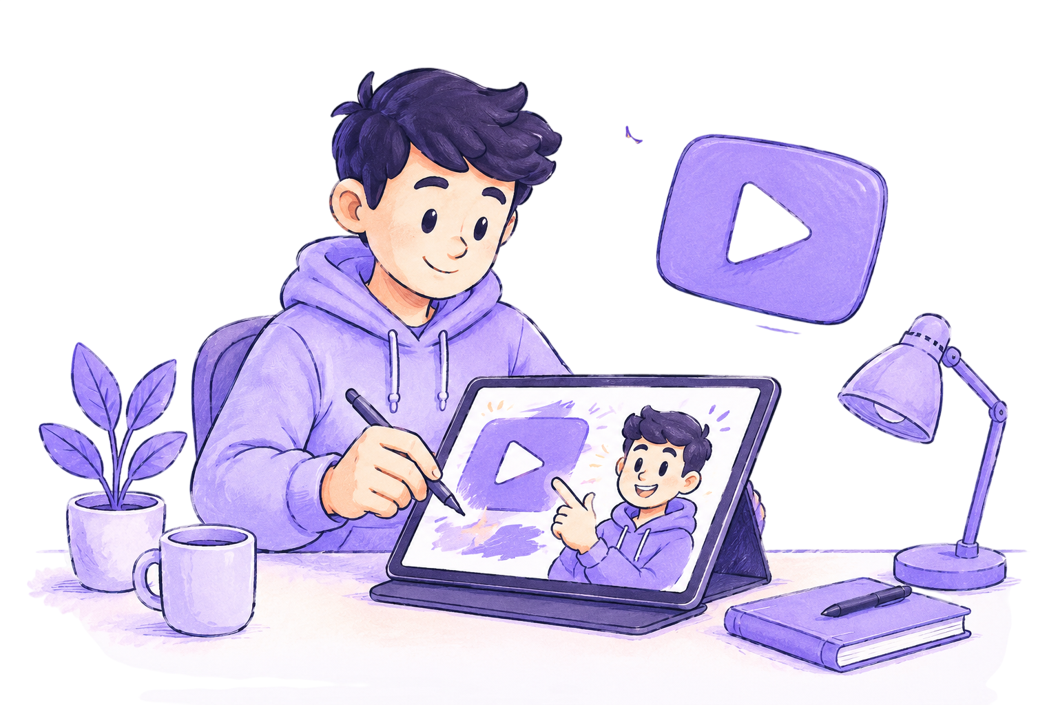 A creator sketching a thumbnail