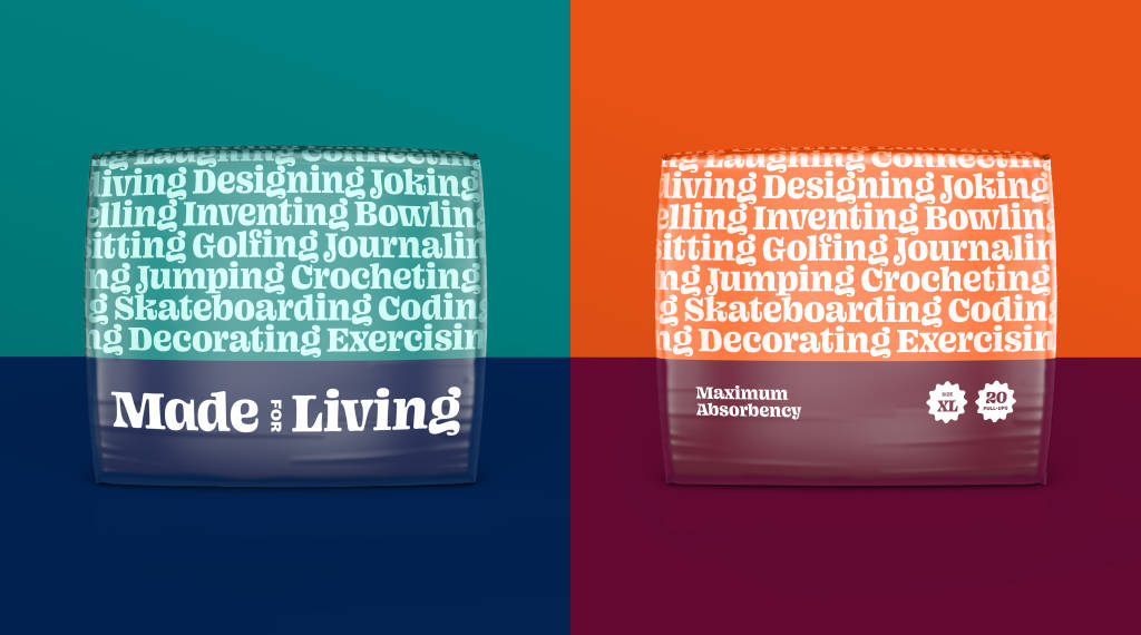 Made for Living adult incontinence underwear packaging