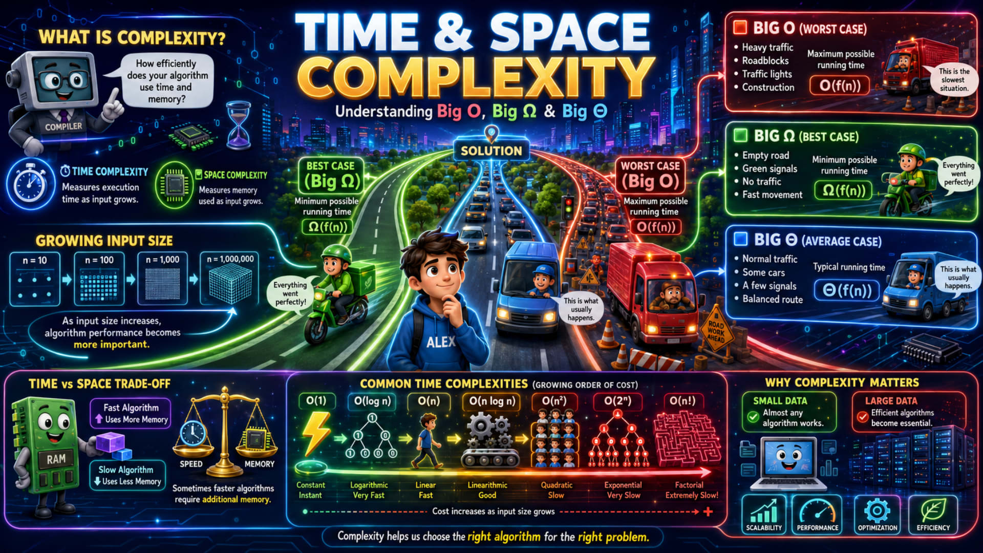 Time & Space Complexity (Big O, Big Ω & Big Θ)