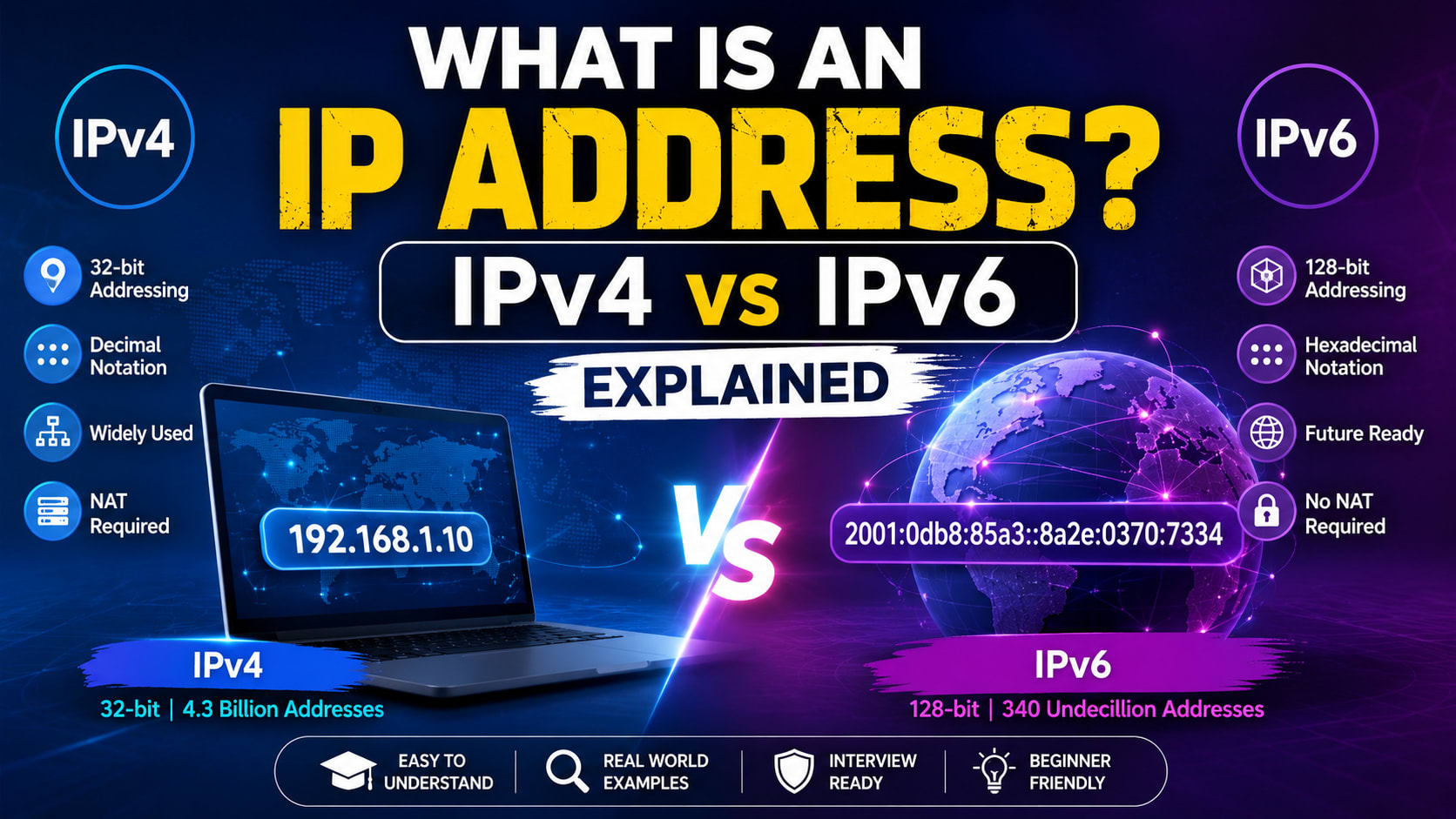 What Is an IP Address? IPv4 vs IPv6 Explained