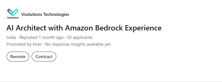 AI Architect with Amazon Bedrock Experience