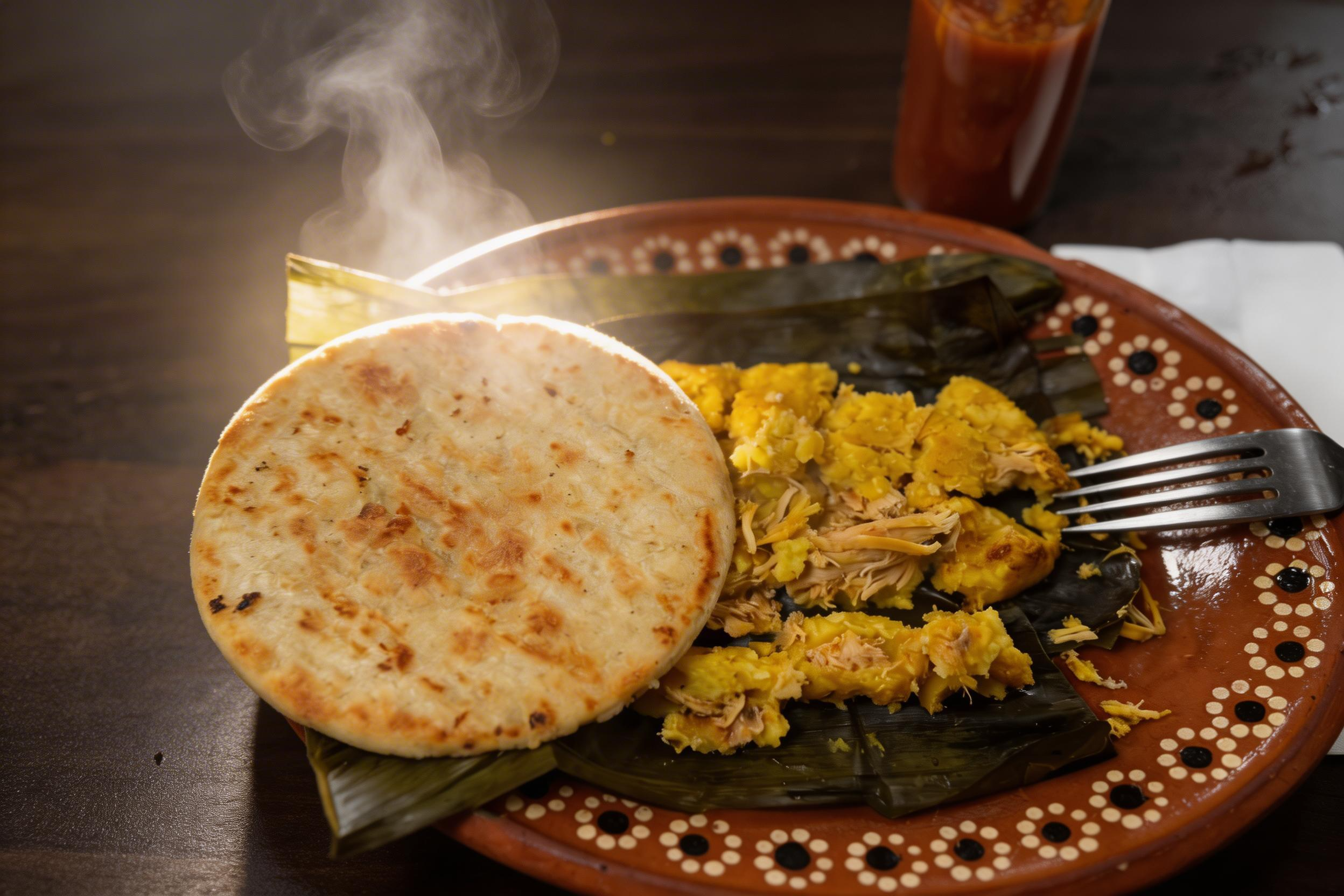 Arepa artesanal recién hecha