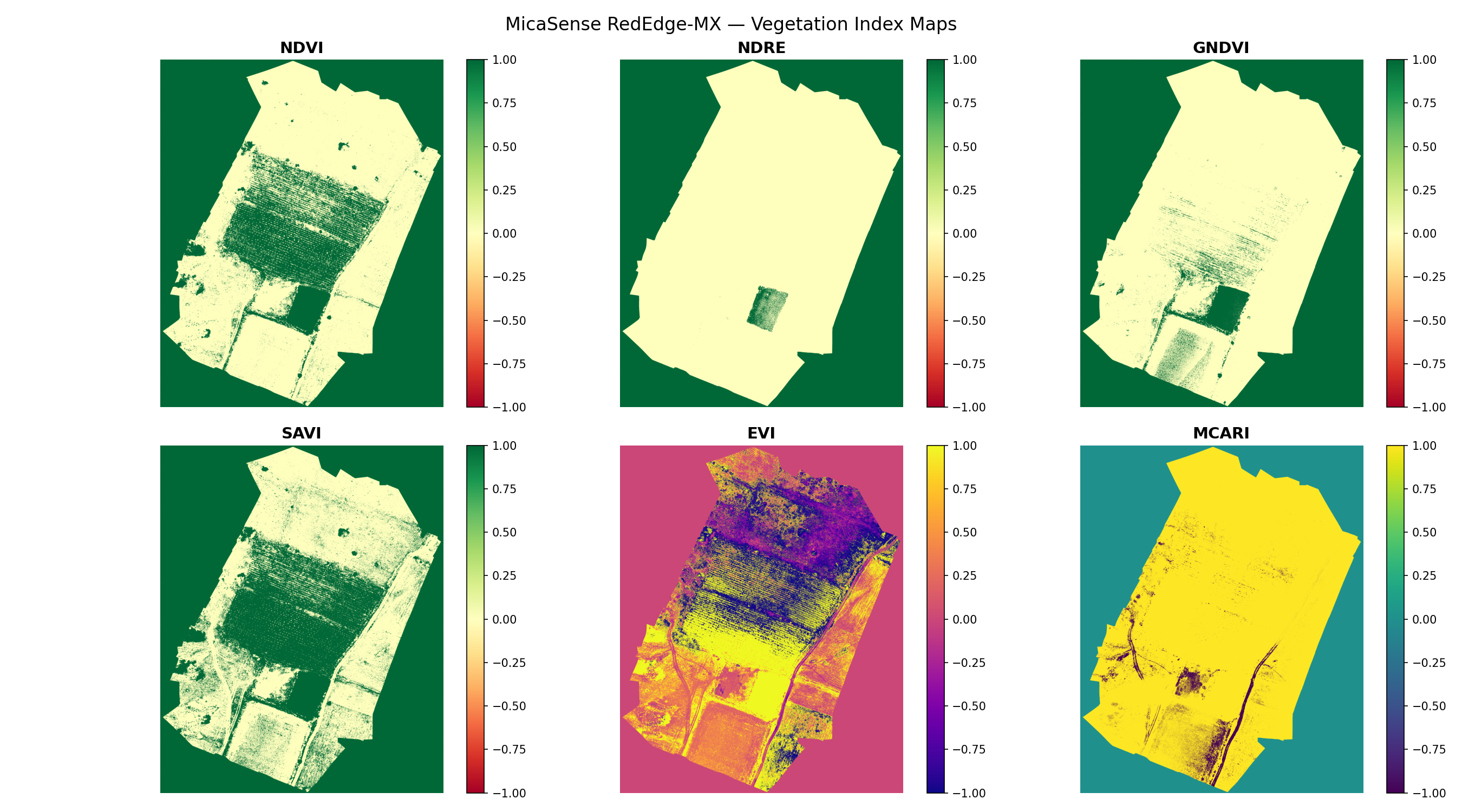 MicaSense Vegetation Index Maps