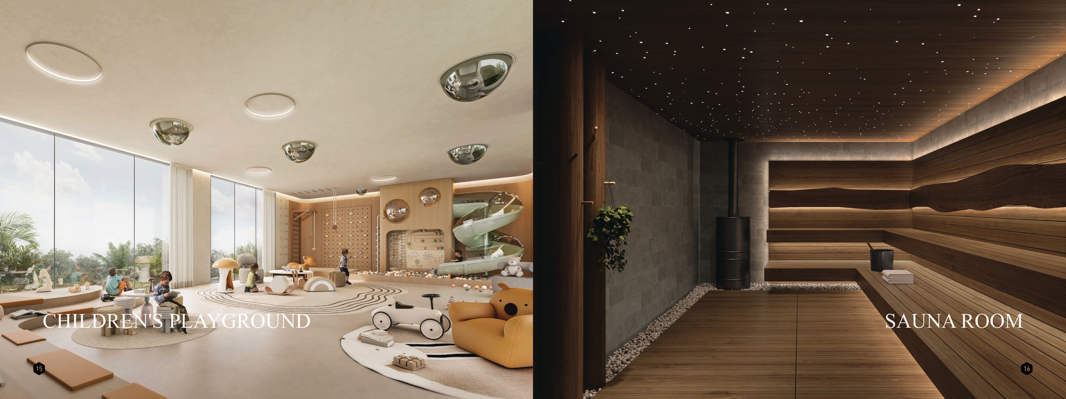 Kids play area and sauna