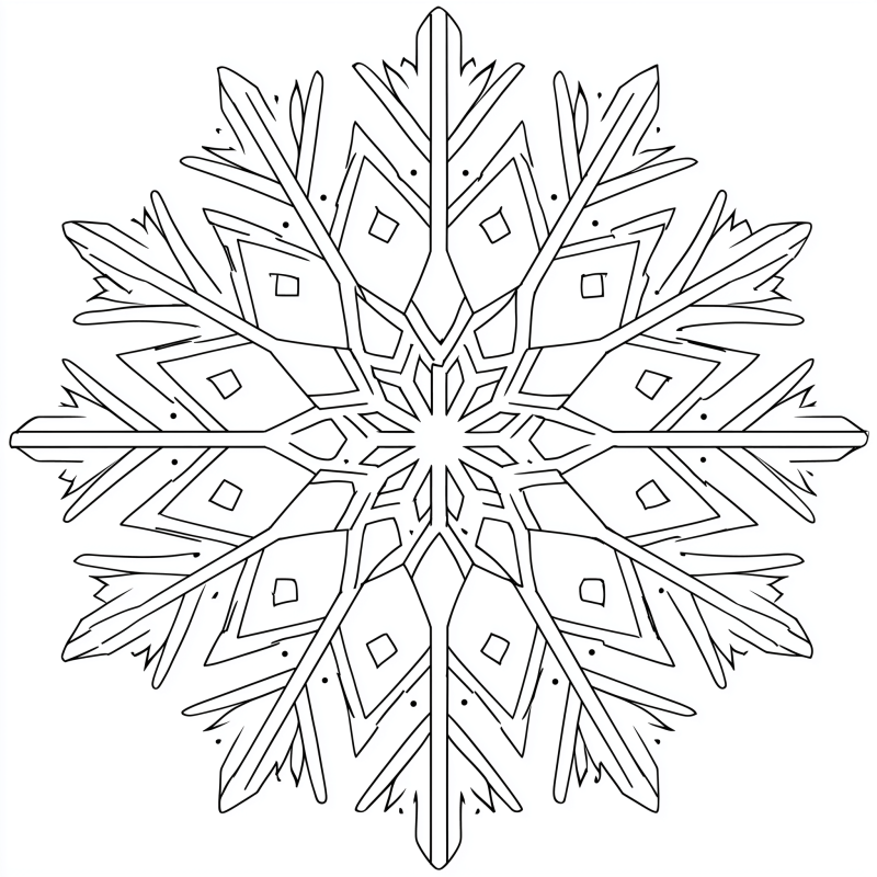 Intricate Snowflake Mandala - Hard Winter Coloring Page for Adults