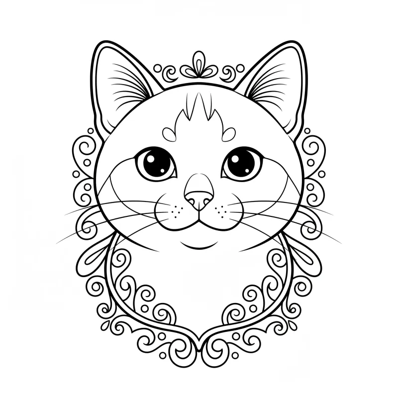 Realistic Siamese Cat Portrait - Medium Animal Coloring Page