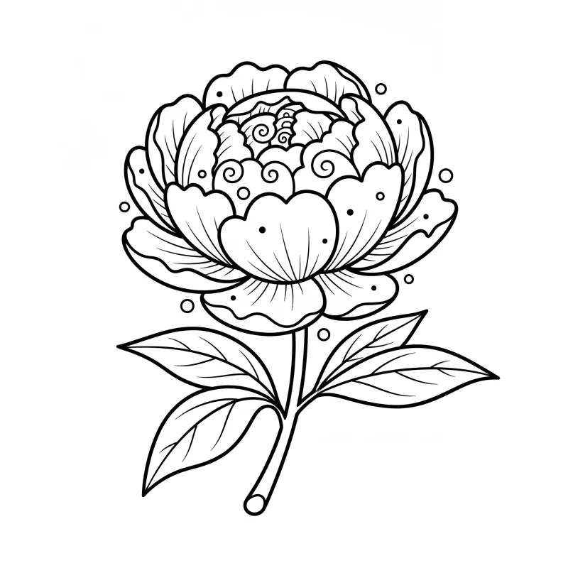 Elegant Peony Blossom - Medium Flower Coloring Page