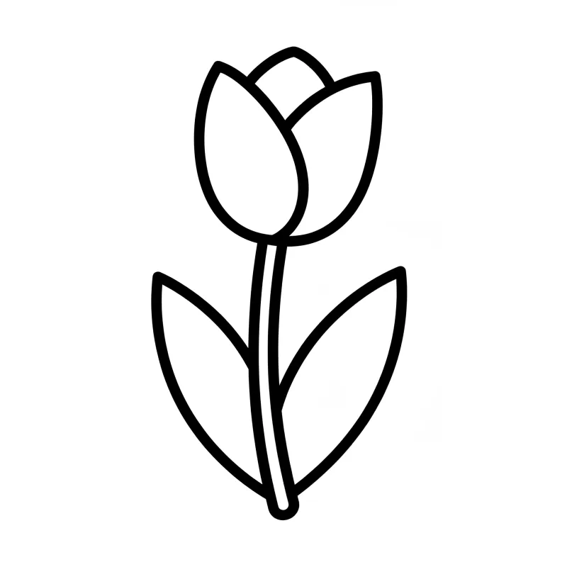 Minimalist Tulip Drawing - Easy Flower Coloring Page