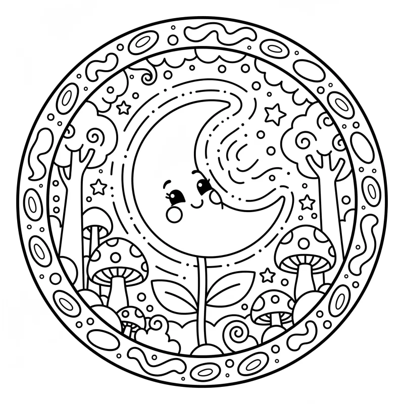 Fantasy Glowing Moonflower - Medium Flower Coloring Page