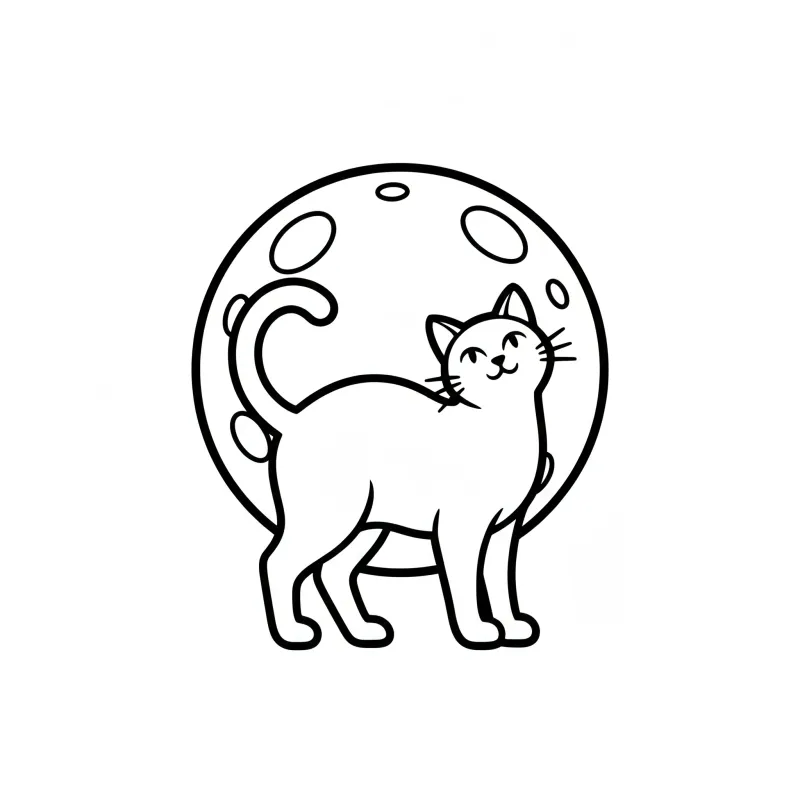 Easy Black Cat Silhouette Coloring Page | Free Fun for Beginners