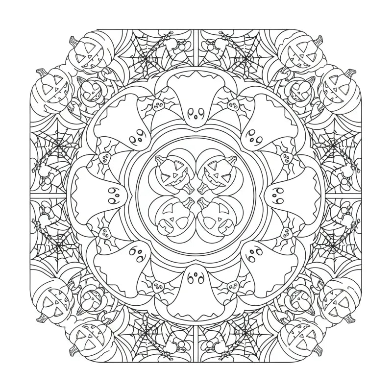 Intricate Halloween Mandala: A Spooky Coloring Adventure