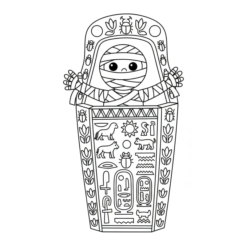 Color the Ancient Mummy! Free Printable Coloring Page