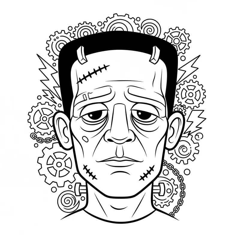 Frankenstein's Monster Portrait: Free Halloween Coloring Page | ZenColoringNook