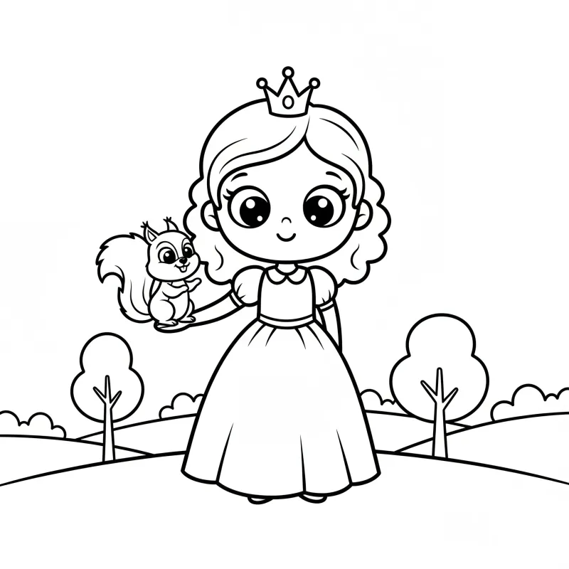 Easy Cute Princess Coloring Page for Kids | ZenColoringNook