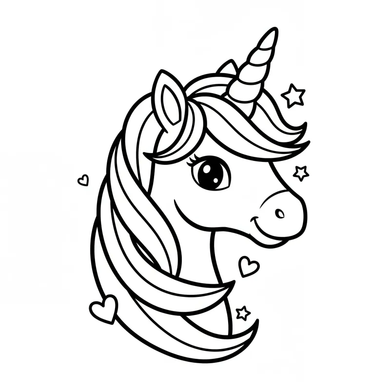 Simple Unicorn Head Coloring Page