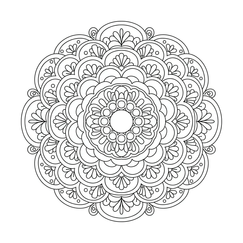 Relax with Our Fish Scale Mandala Coloring Page | ZenColoringNook