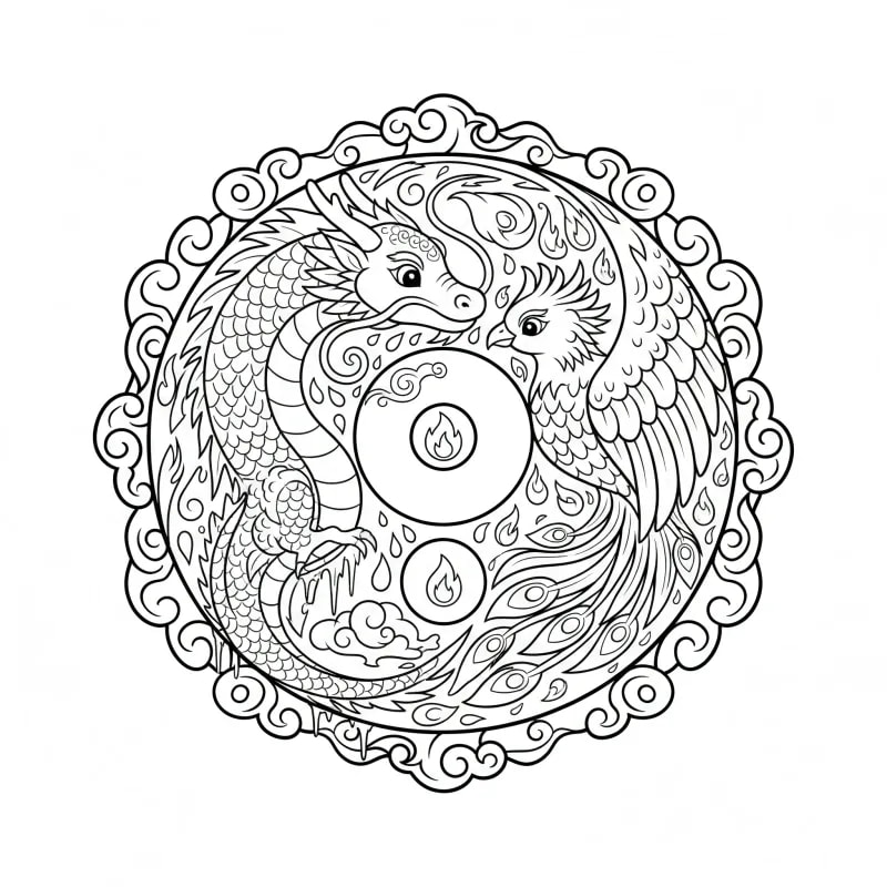 Epic Dragon & Phoenix Yin Yang Coloring: Unleash the Balance!